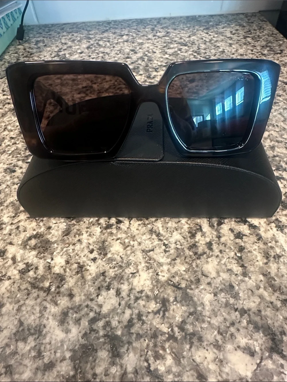 Prada Oversized Square Sunglasses - Black Frame, Dark Lenses